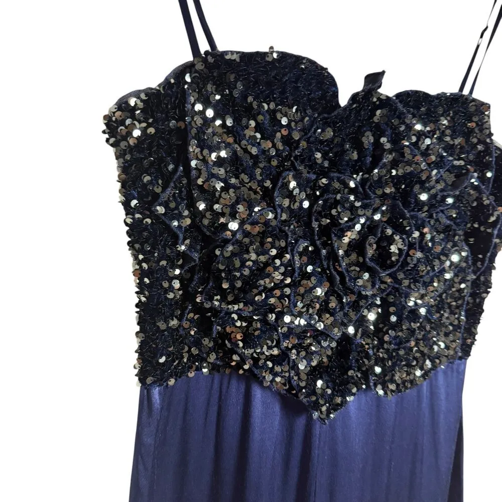 Badgley Mischka Rose Sequin Embellished Satin Wide Leg Cocktail Jumpsuit Size 10 - Image 7