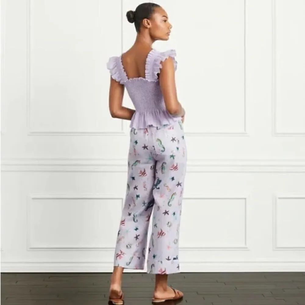 Hill House The Skylar 100% Linen Pants in Sea Creatures Size M NWT - Image 2