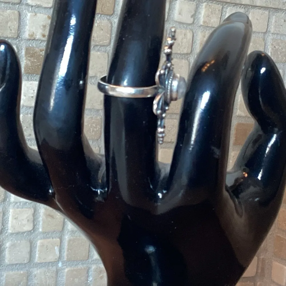 STERLING SILVER 925 BLUE LABRADORITE DETAILED RING SIZE 6 1/2 STATEMENT PIECE - Image 3