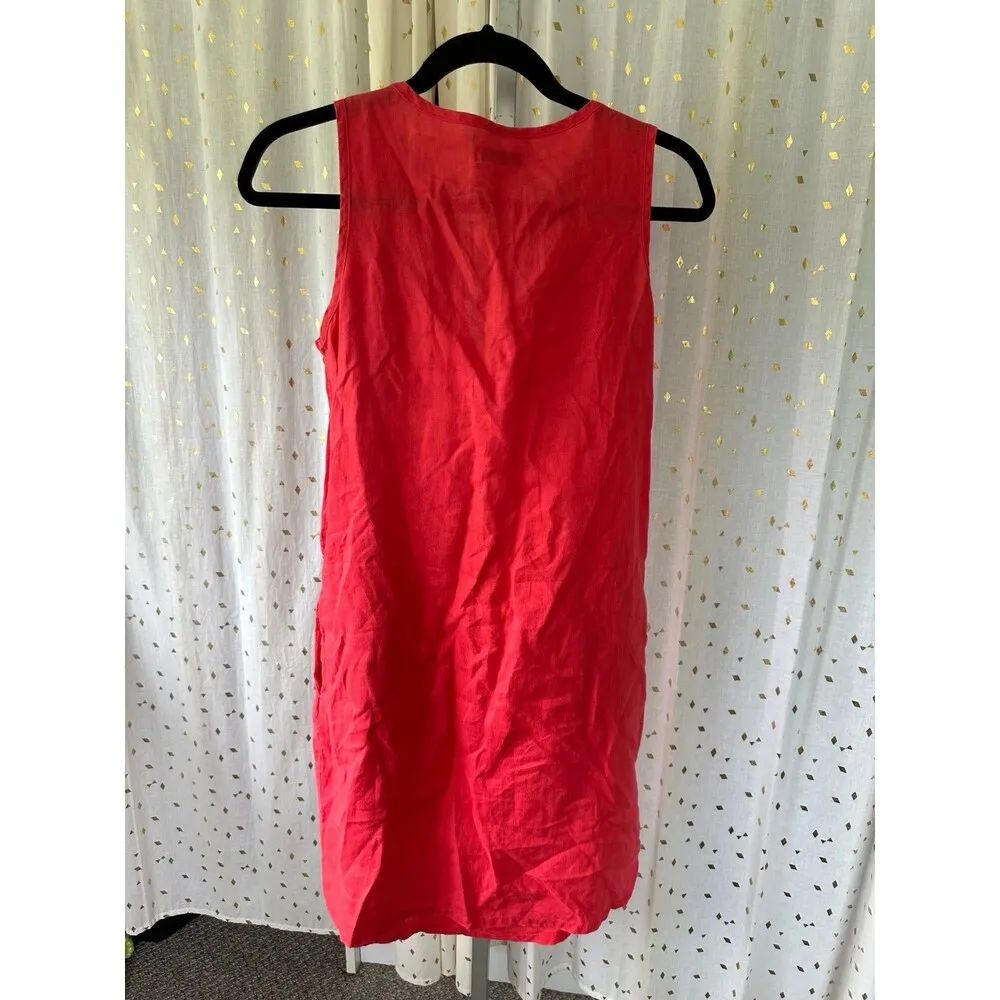 Allen Allen NWOT 100% Linen Fold Mix Floral Solid Print Midi Dress Pockets S - Image 4