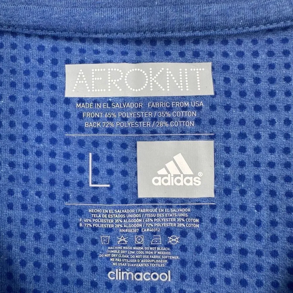 NWT Adidas Women's Aeroknit Climacool Polka Dot V Neck Training Shirt Blue Large - Image 4