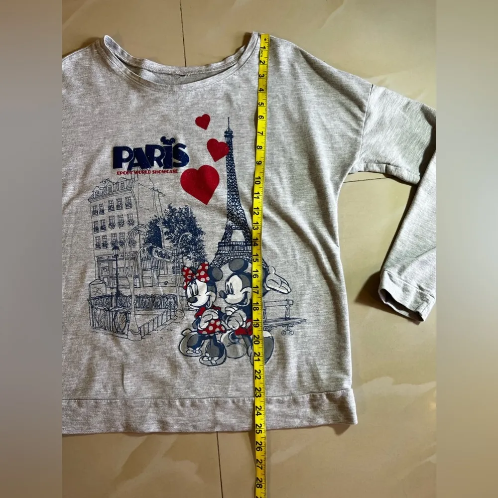 Disney Parks Epcot Paris Long Sleeve, Size XL Mikey, Minnie gray T-shirt  cotton - Image 5