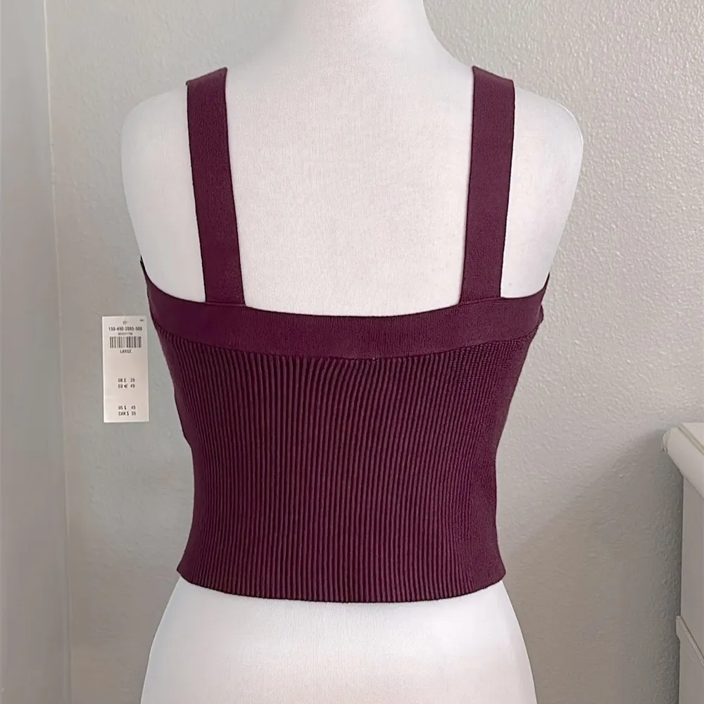 Abercrombie‎ & Fitch Ottoman Sweetheart Swearer Ribbed Crop Tank Burgundy Large - Image 3