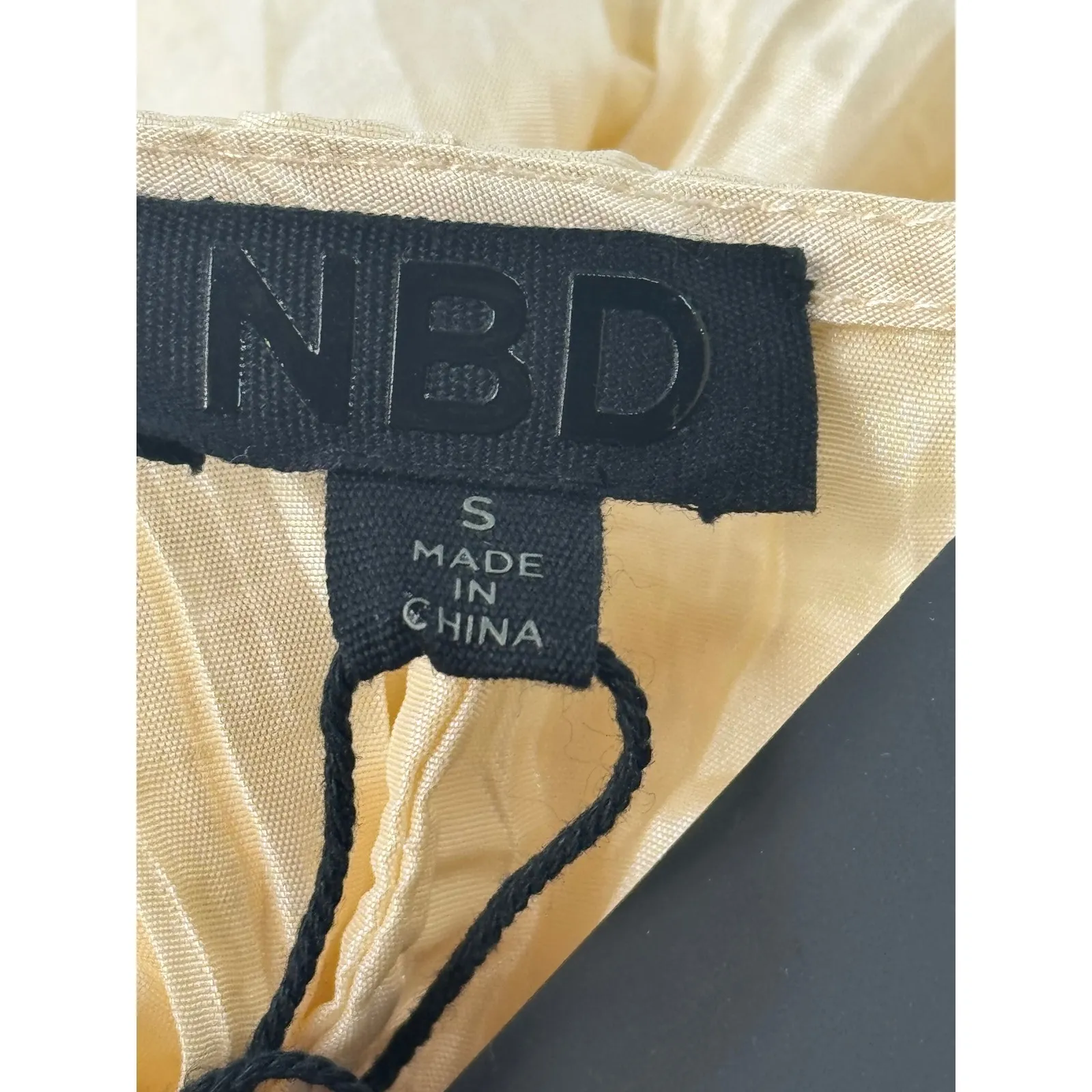 NBD Womens Cream Crinkle Wrap Tie Waist Long Sleeve Blouse Top Size S - Image 11