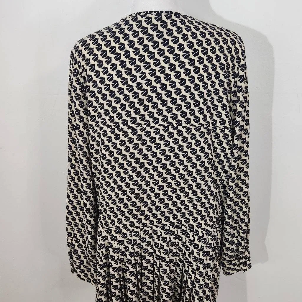 Maeve Black and Cream Print Tunic Graphic Print Dropwaist Tunic Size Medium - Image 6