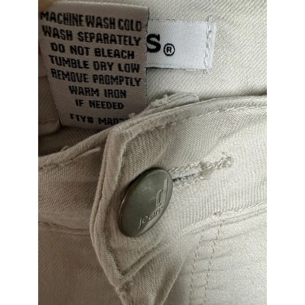 D. Jeans  Womens Size 10 White Skinny Flat Front Zip Button Stretch - Image 5