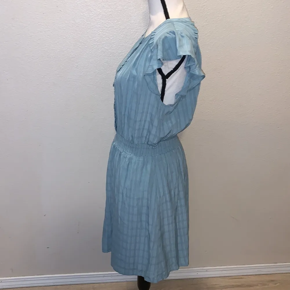 Doe & Rae  half button ruffle striped midi dress - Image 4