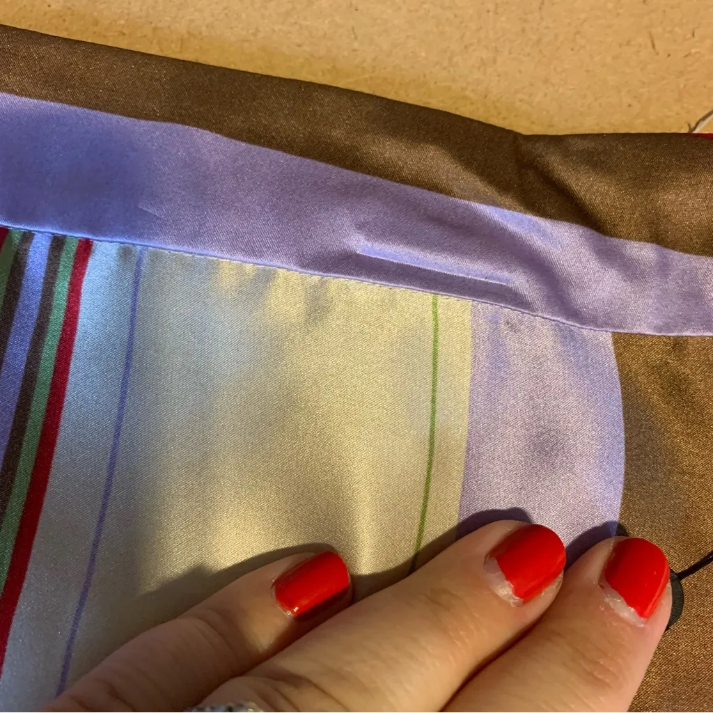 HARVE BENARD CREAM, BROWN, RED & VIOLET VINTAGE STRIPE SILK SKIRT NWT (12) - Image 10