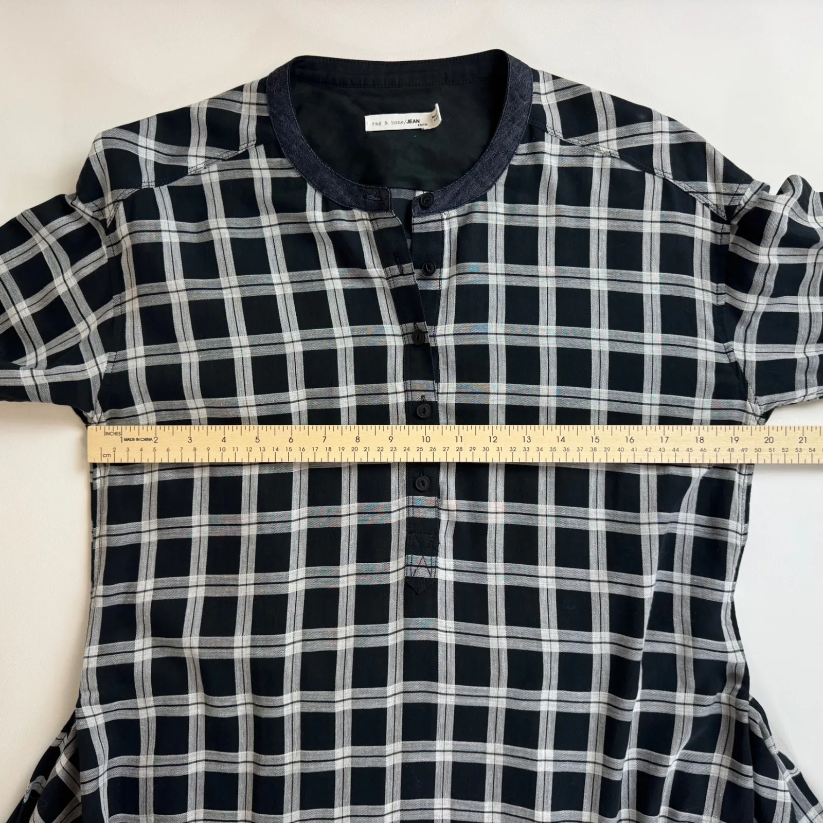 Rag & Bone Plaid Mini Dress Sz XS Black Long Sleeve Tie‎ Waist Casual Academia - Image 10