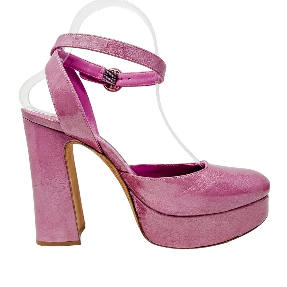 Alexandre Birman Vita 120 Platform Block Heel Ankle Strap Pumps Mauve Size 39.5 - Image 9