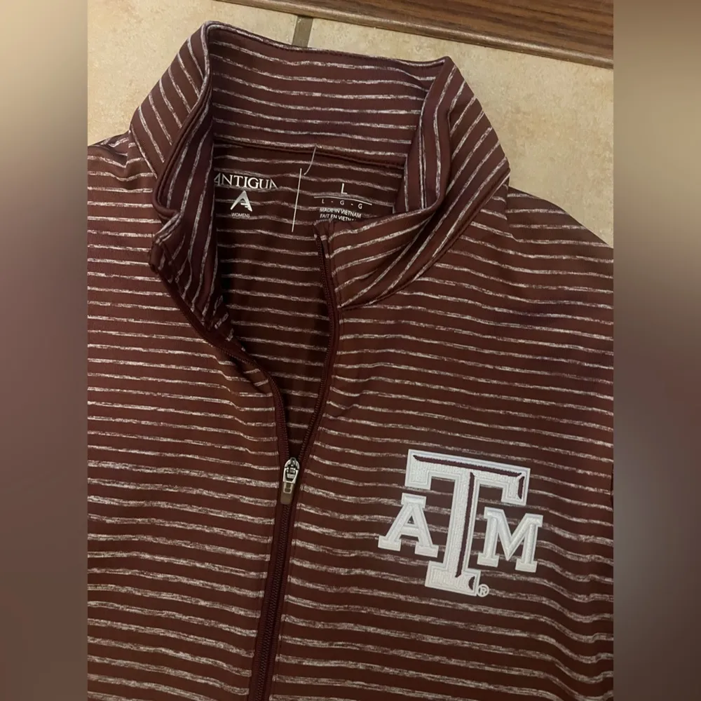 Women’s maroon texas A&M university stripe pullover - Image 2