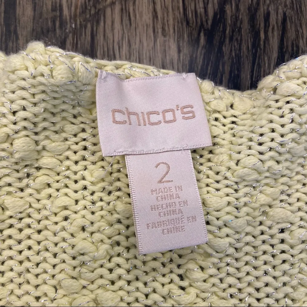 Chicos Sweater Womens 2 Pullover Yellow Long Sleeve Asymmetric Popcorn … - Image 3