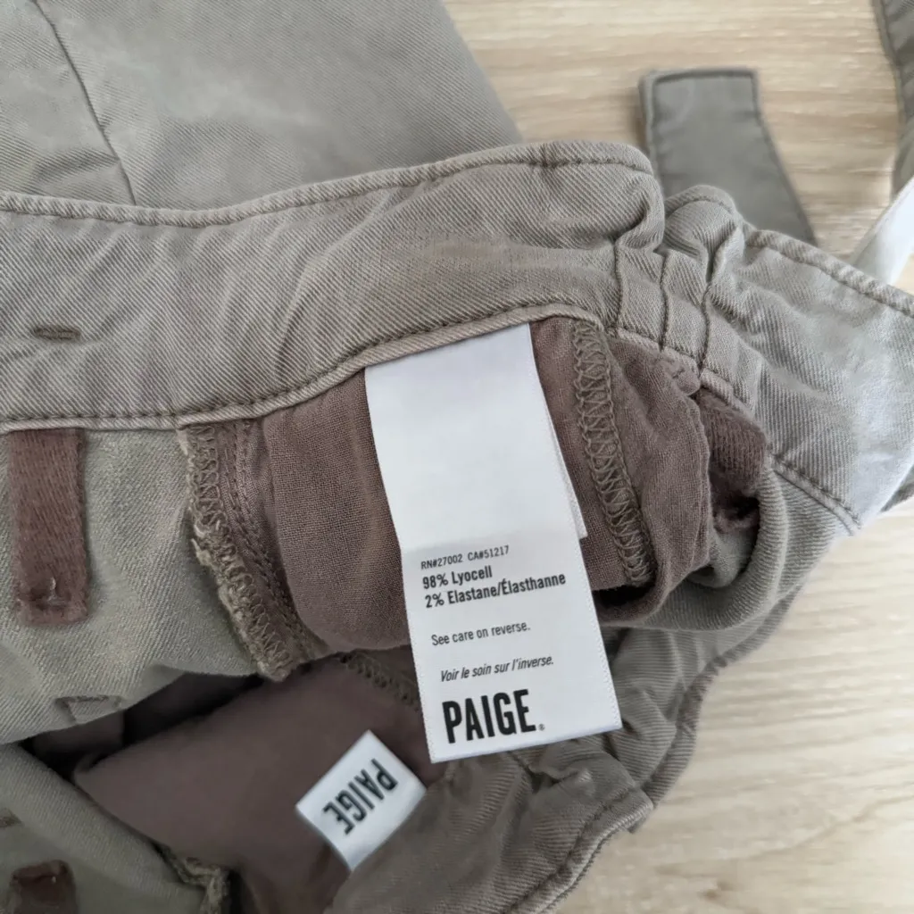 Paige 30 NEW Anessa Shorts Pleated Vintage Moss Taupe High Waist Tie Belt - Image 6