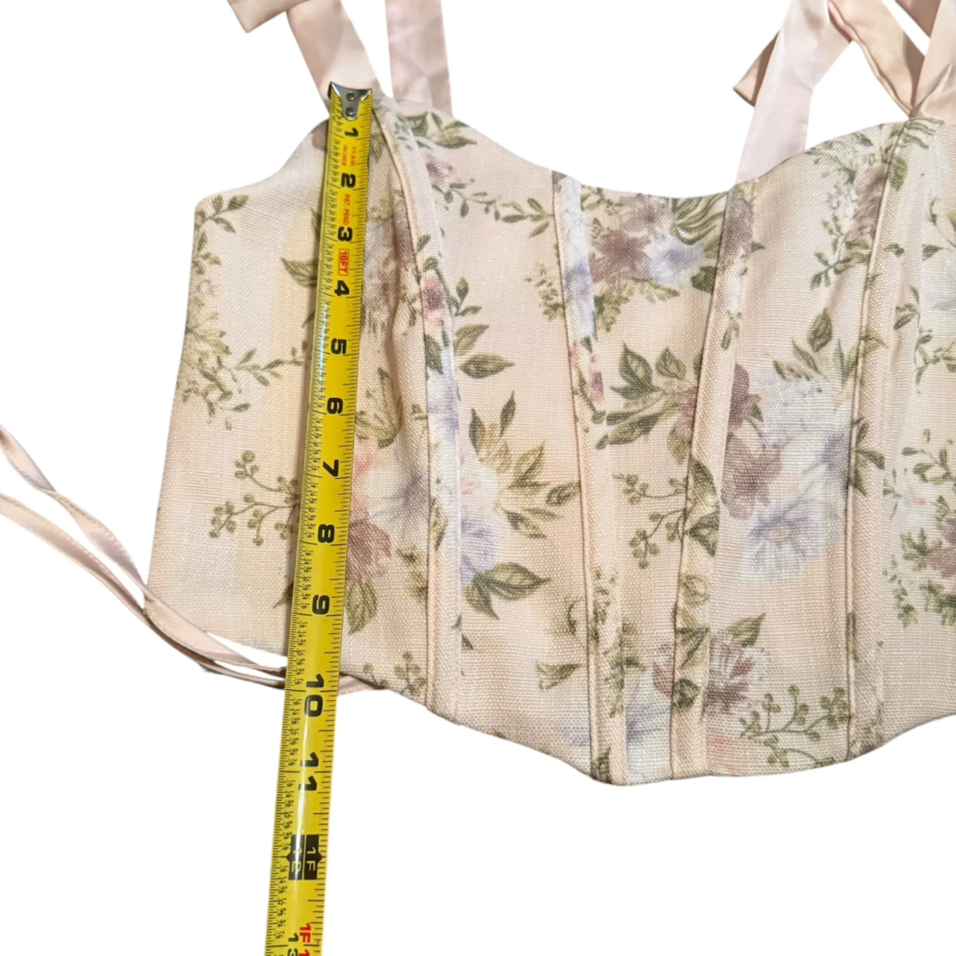Mine Size M Floral Corset‎ Pastel Pink Bow Strap Feminine Parisian Summer NWT Size M - Image 9