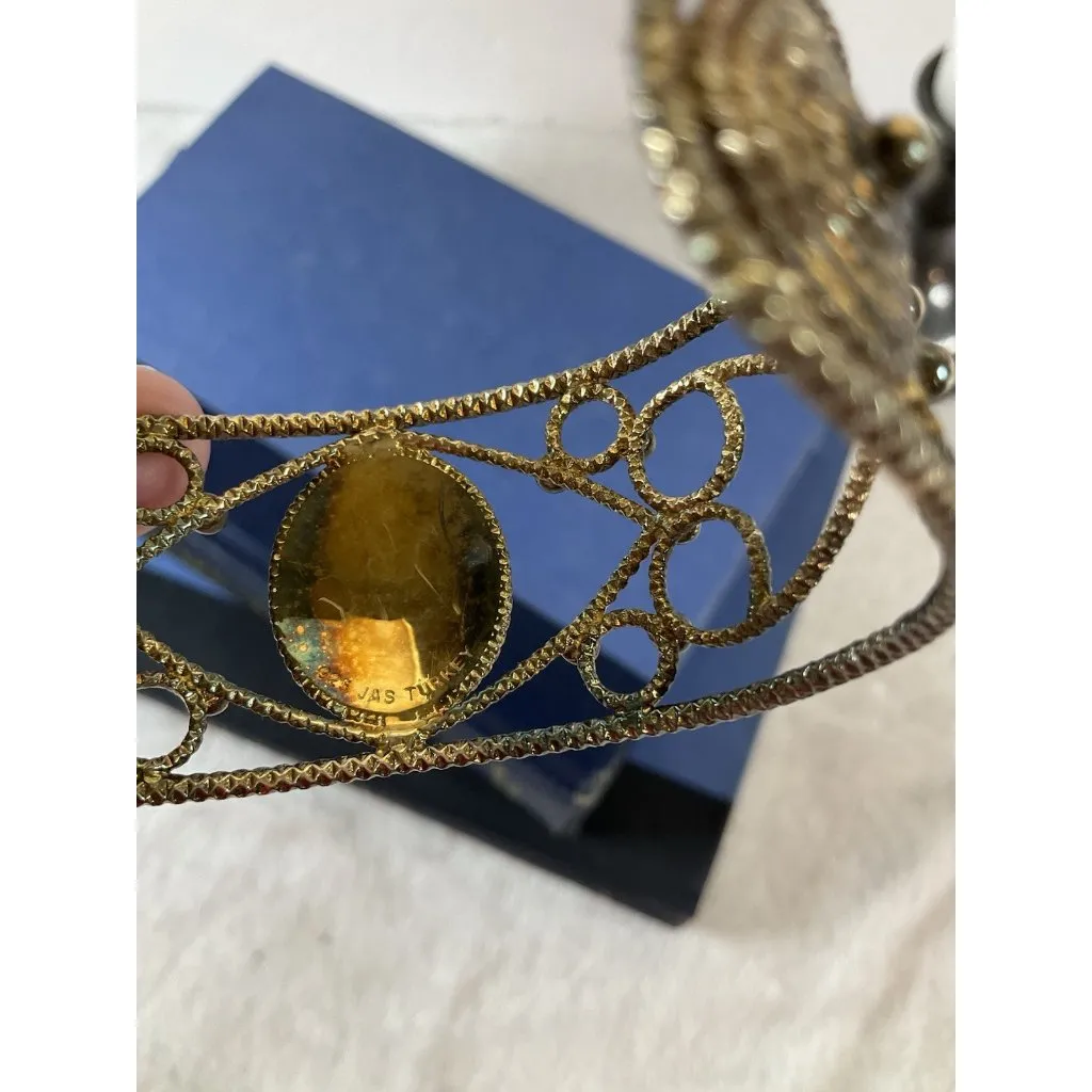 Fire Opal cuff bracelet Made In Turkey Gold Colored‎ Wire Brass Jewelry - Image 4