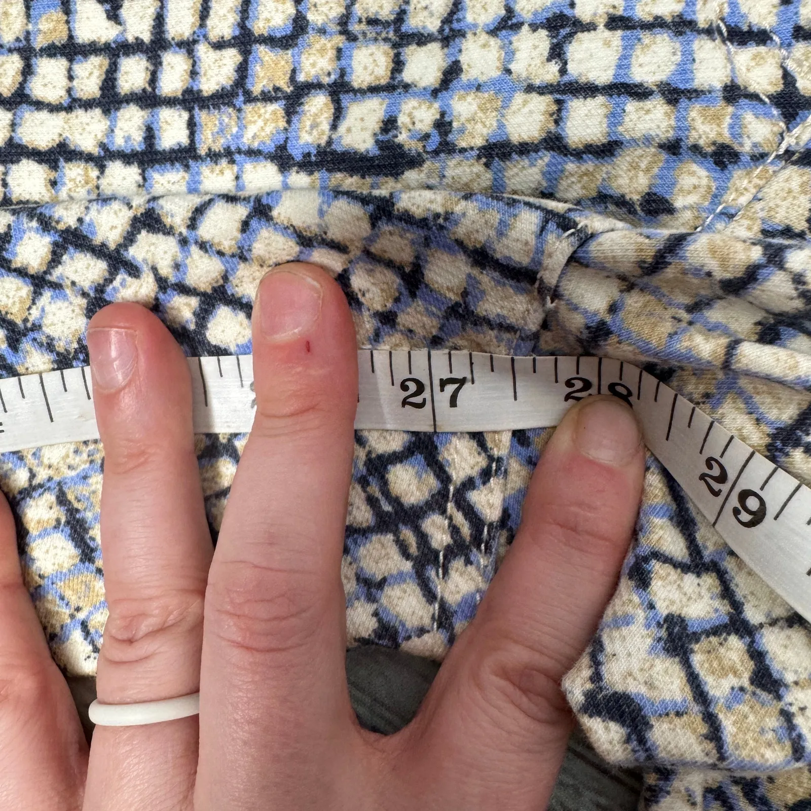 J.McLaughlin Women’s Pants Blue Beige Textured Jacquard Slim Straight Ankle 6 - Image 7