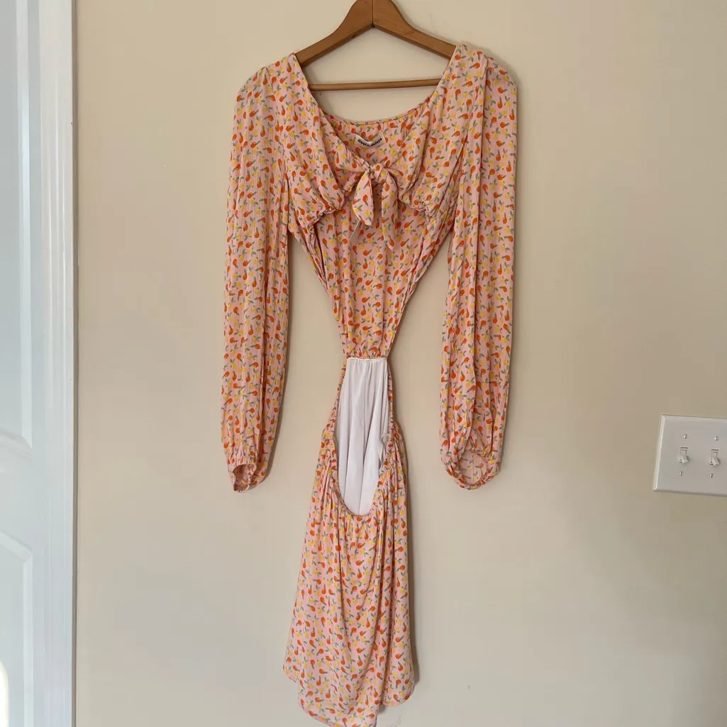 Dippin’ Daisy’s Marla Dress New With Tags Medium Lemon Orange Print Cutout‎ - Image 3