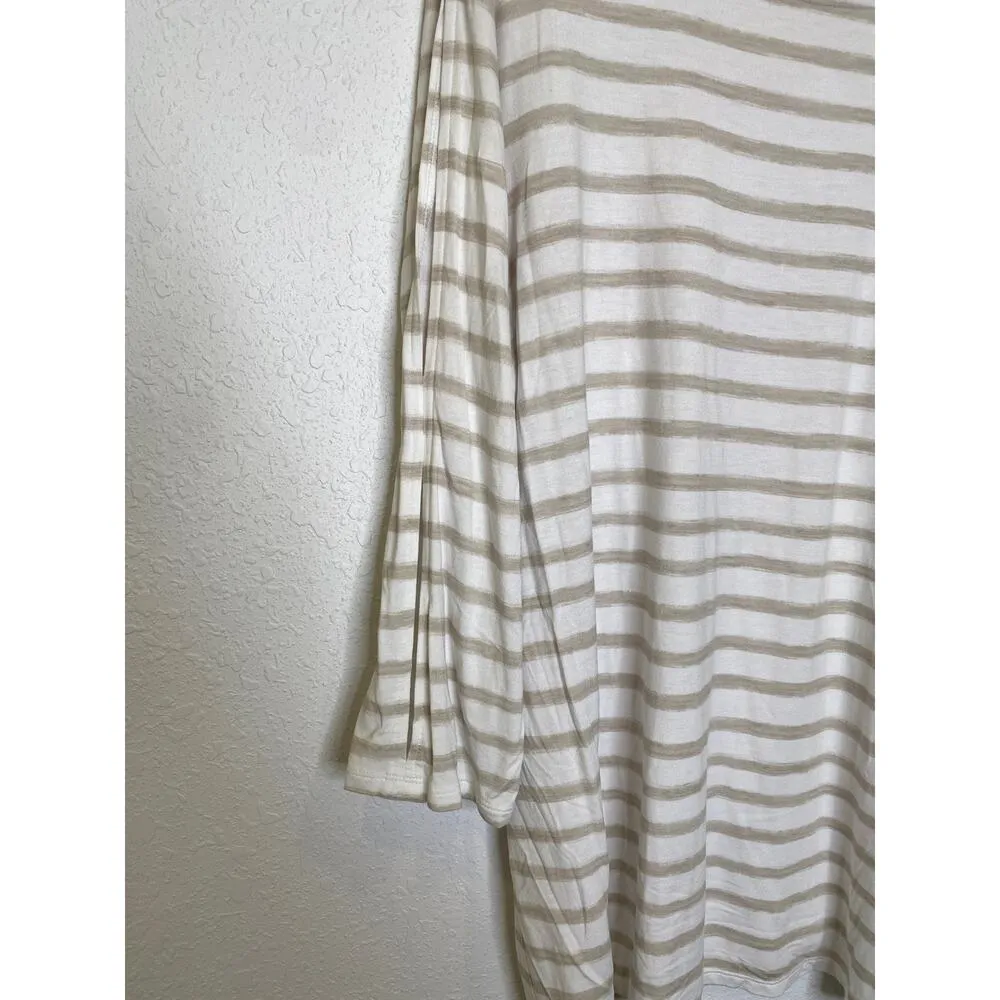 Zenergy by Chico’s White & Tan Striped Split Sleeve Stretch Knit Tunic EUC Sz XL - Image 4