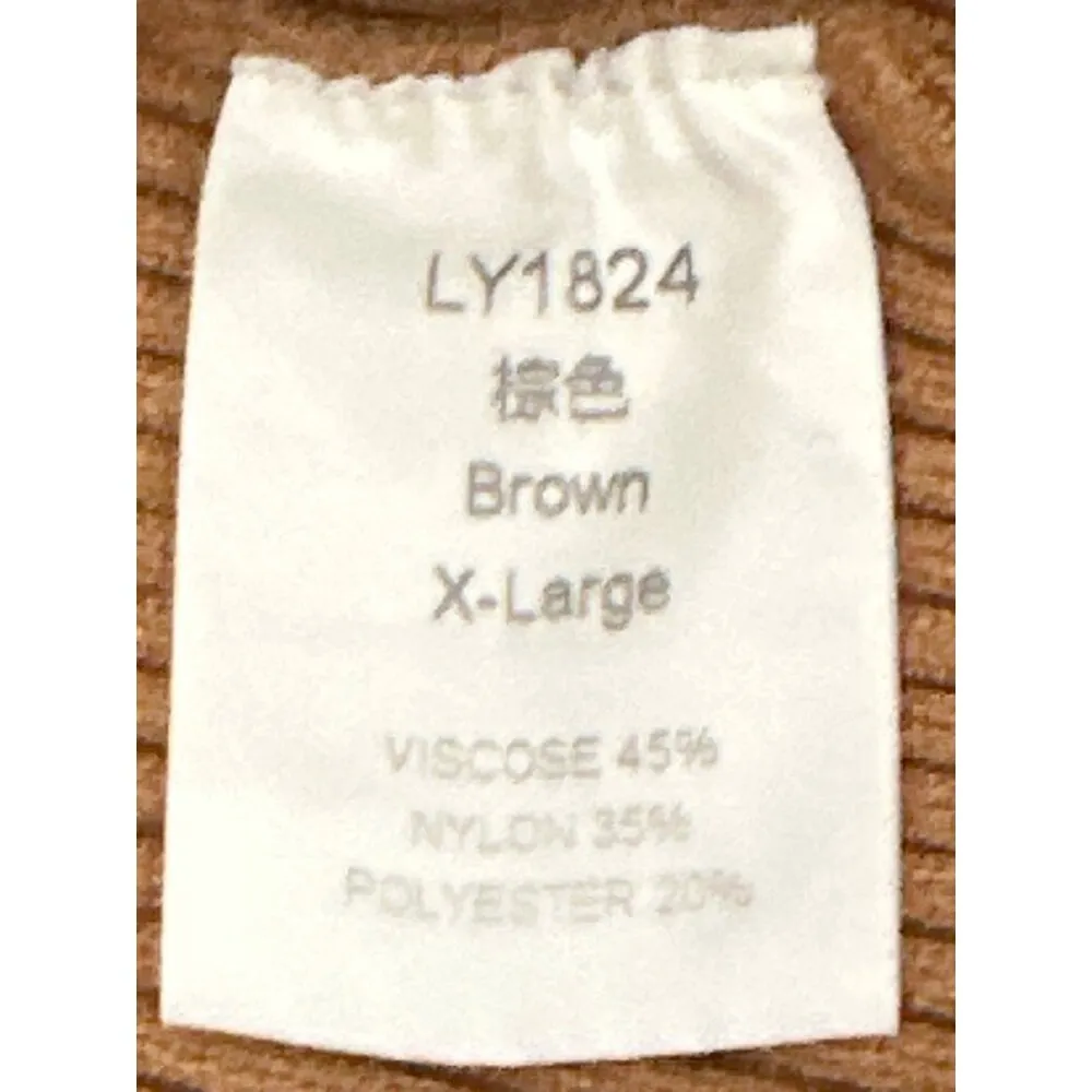 CCC Brown Cutout Sweater Ribbed Knit Bishop Sleeves Size Extra Large - Image 6