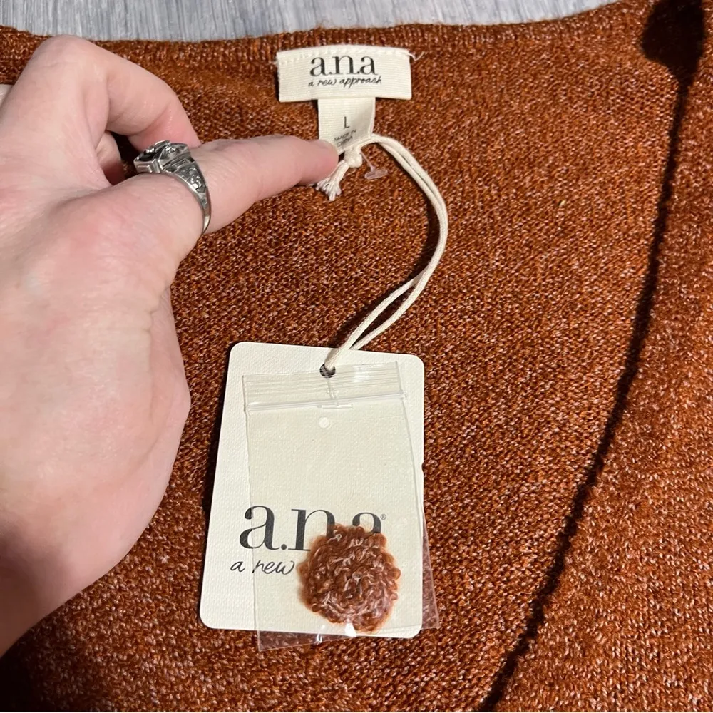 A.N.A A new Apparel Organe V-Neck Long Sleeve Oversize Sweater; Large Women’s - Image 3