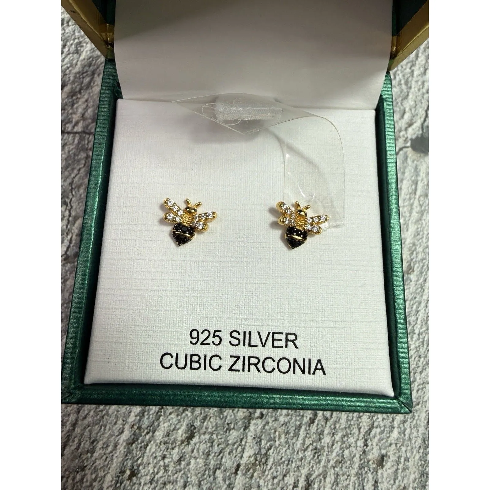 NEW IN BOX Rachel Zoe 925 Silver Vermeil Cubic Zirconia  Bumble Bee Earrings - Image 6