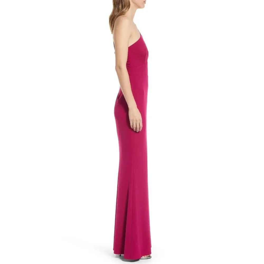 Katie May Edgy Asymmetrical One-Shoulder Gown Magenta Womens Size Large - Image 2