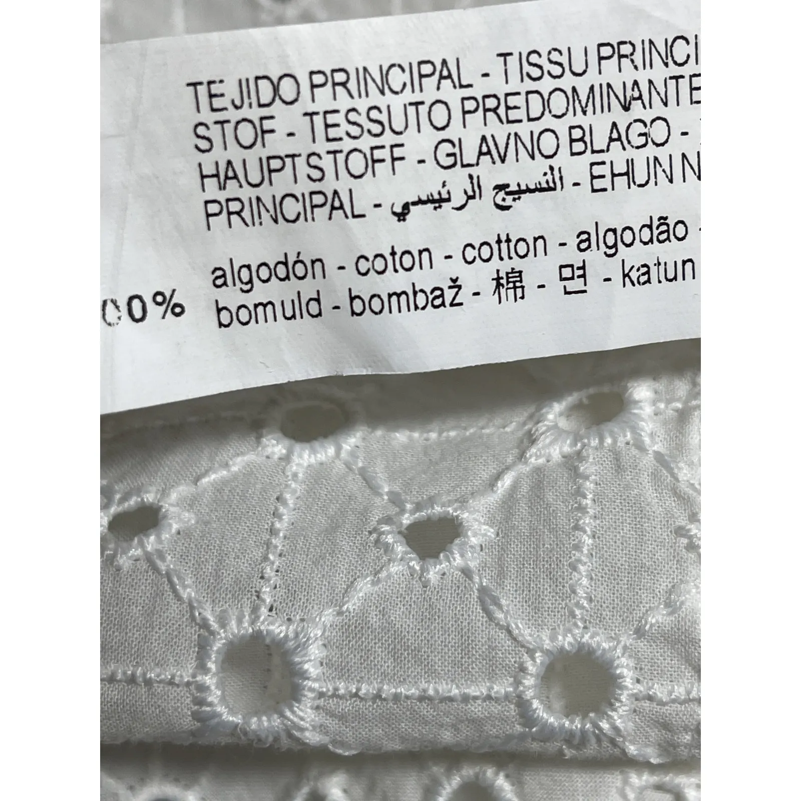 Zara White Belted Embroidered Eyelet Short Sleeve Mini A-Line Shirt Dress Size S - Image 5