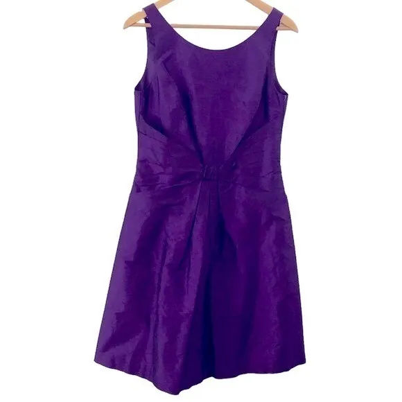 RALPH LAUREN PRETTY THINGS ELDERBERRY PURPLE SILK COCKTAIL SLEEVELESS DRESS 10 - Image 2