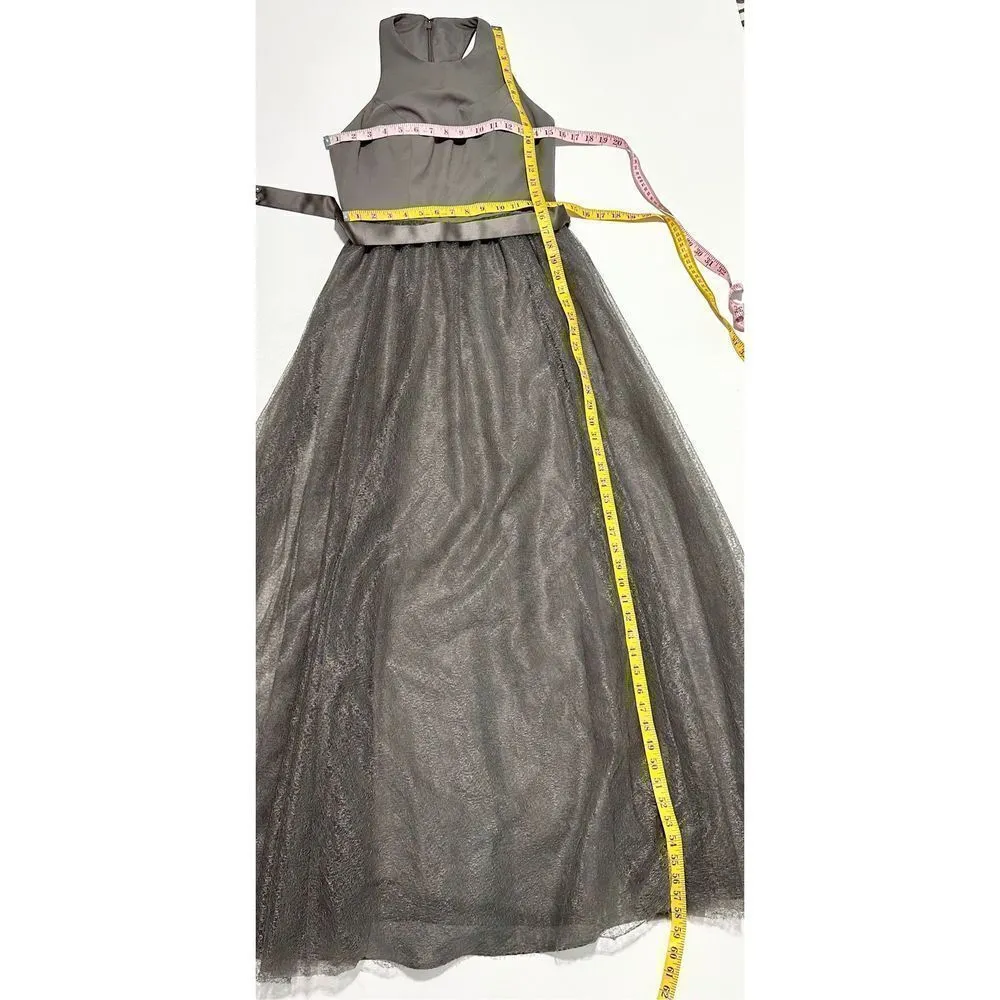 WHITE by Vera Wang Halter Neck Gown‎ Prom Bridesmaid Dress Charcoal Gray Size 4 Gray - Image 11