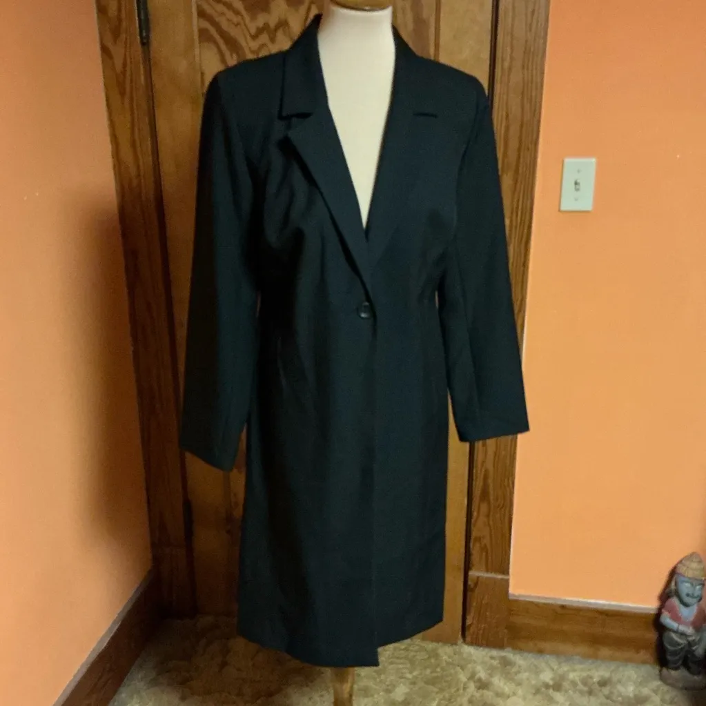 Vintage Mary McFadden Black Tailored Long Blazer Coat Minimalist Designer Size 6 - Image 6