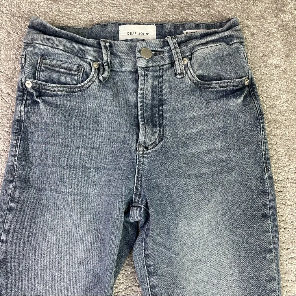 Dear John Jeans Women's 25 Gray Jeanne Flare Cropped High Rise Raw Hem Denim - Image 2