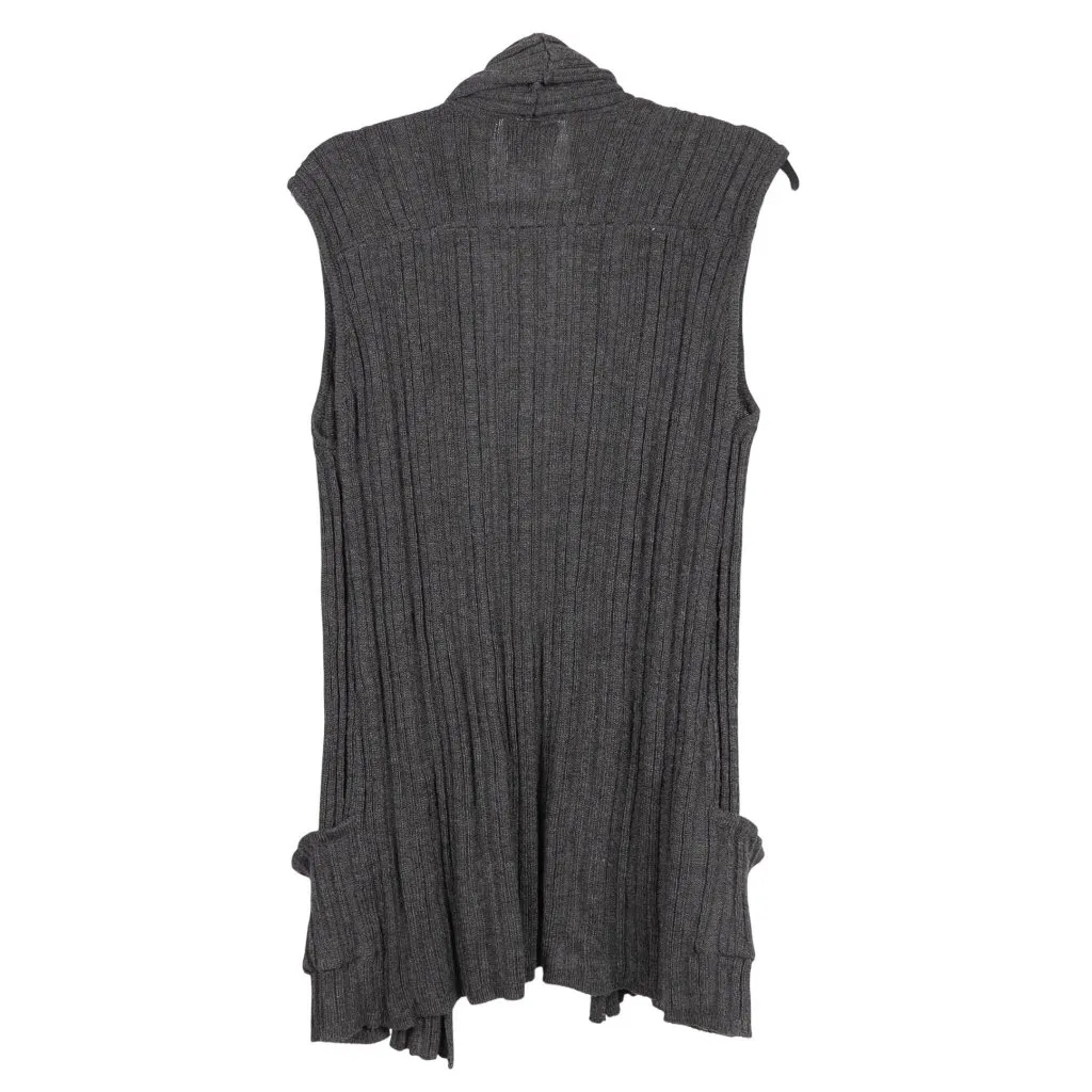 Its Our Time Cardigan Sweater XL Womens Charcoal Gray Ribbed Knit Long Pockets - Image 5
