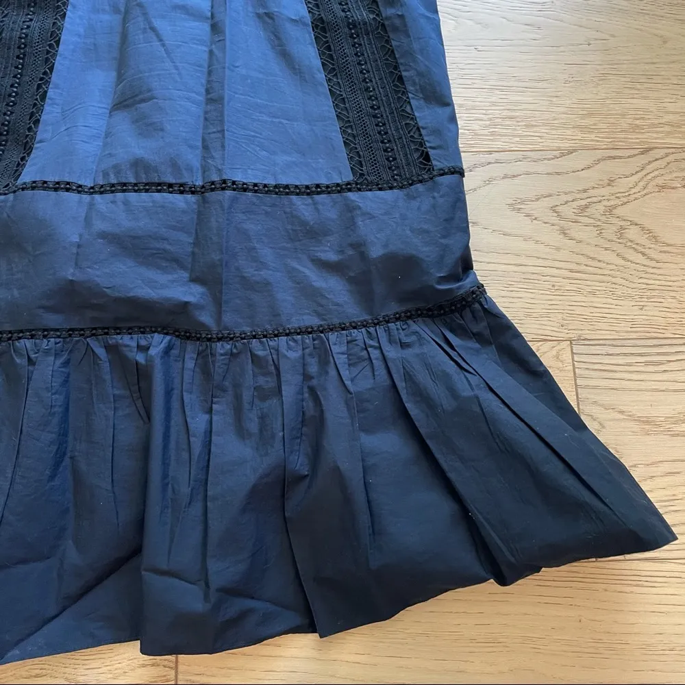 Thakoon Barney's Midi Cut Out Lace Dress Silk Sz 6 Blue - Image 5