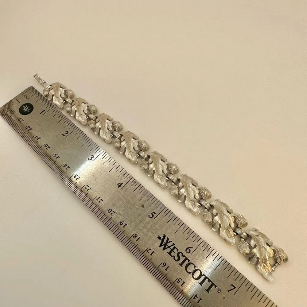 crown trifari acorn and leaf parure silver tone vintage bracelet - Image 6