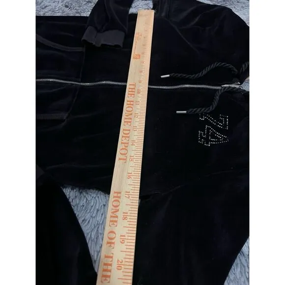 Vintage Zara  Trafaluc Velour Zipper Hoodie ‎  Black Number 74 Size Large Goth. - Image 6