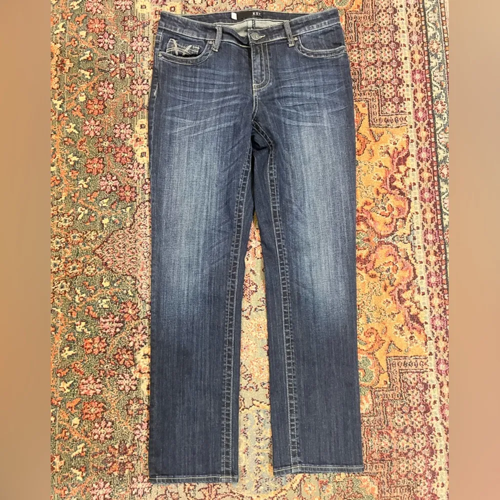 WILL NOT TAKE LESS Ladies KUT From The Kloth Darker Denim Straight Leg Jeans - Image 5