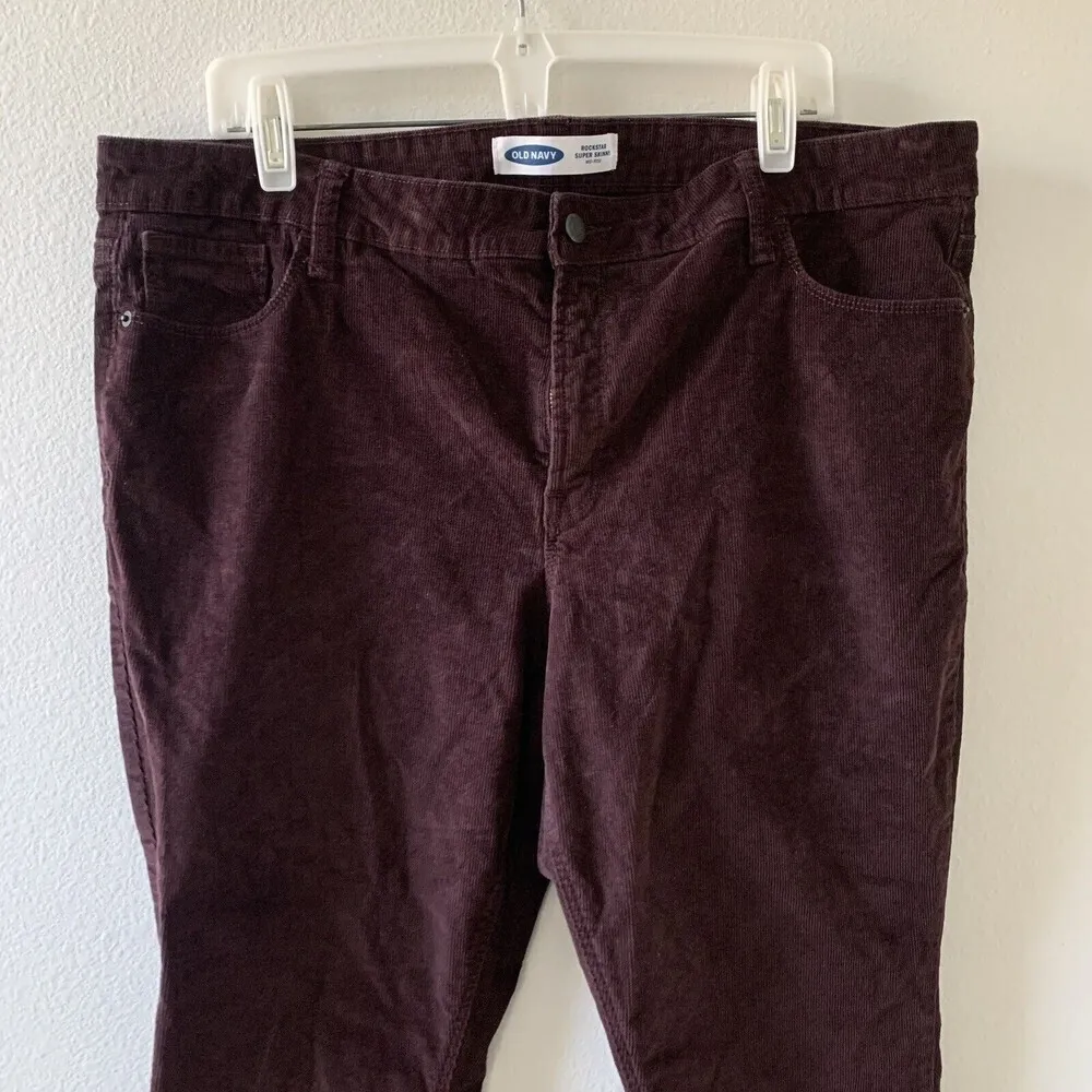 Old Navy Plus Size 18 Purple Corduroy Rockstar Super Skinny Mid Rise Jeans - Image 2
