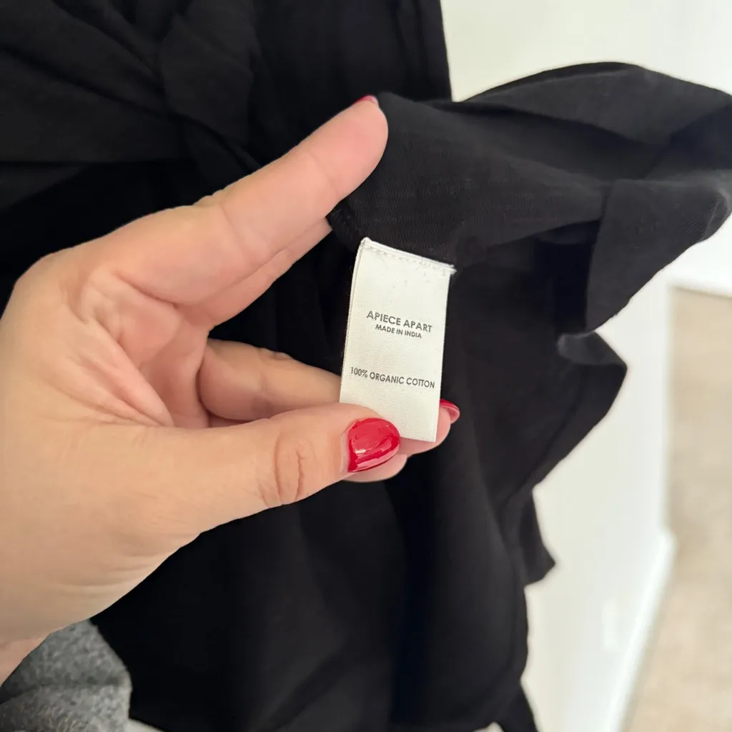 NWT Apiece Apart Nina Cinched Mini Black Dress Tie Detail New Short Sleeve - Image 6