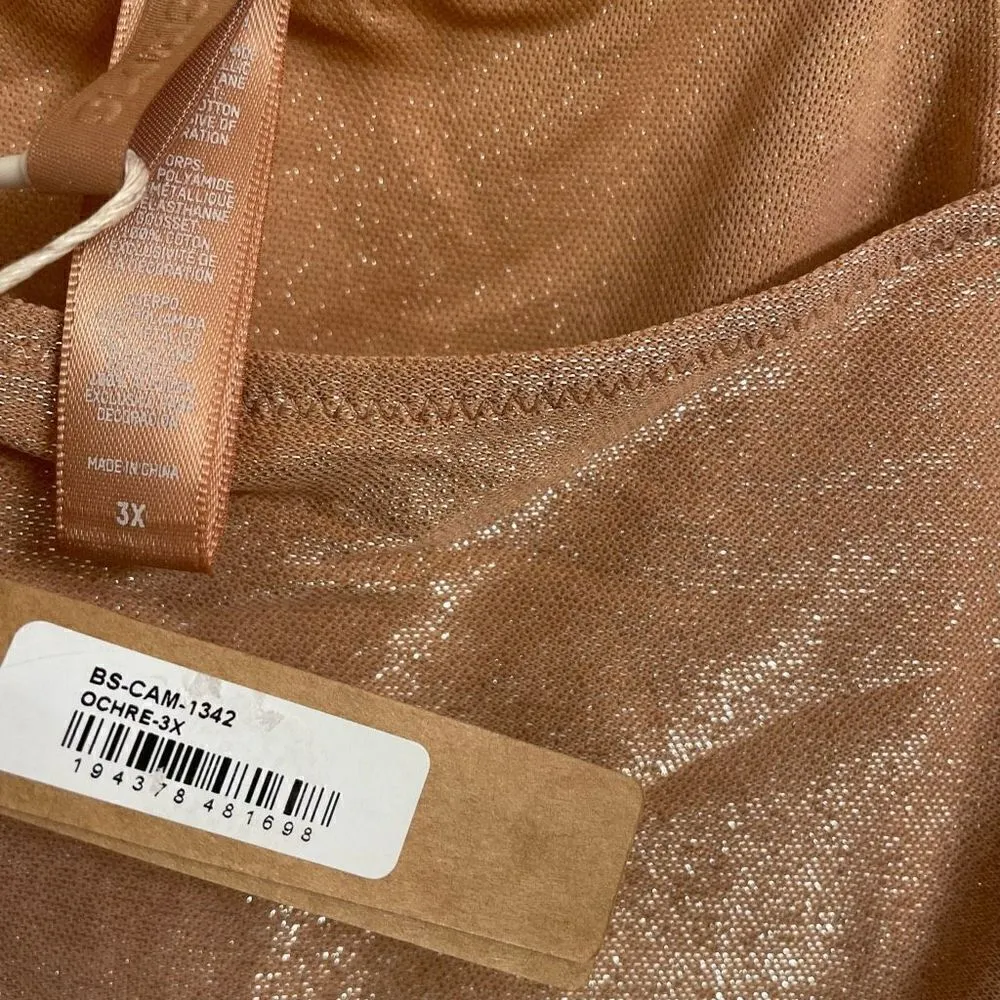 SKIMS Shimmer Glitter Nude Ochre Cami Thong Bodysuit, 3X NWT - Image 6
