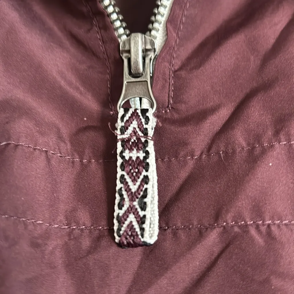 ZINE Lightweight‎ Jacket Deep Purple Womens Pullover Hooded Half Zip Windbreaker Size L - Image 5