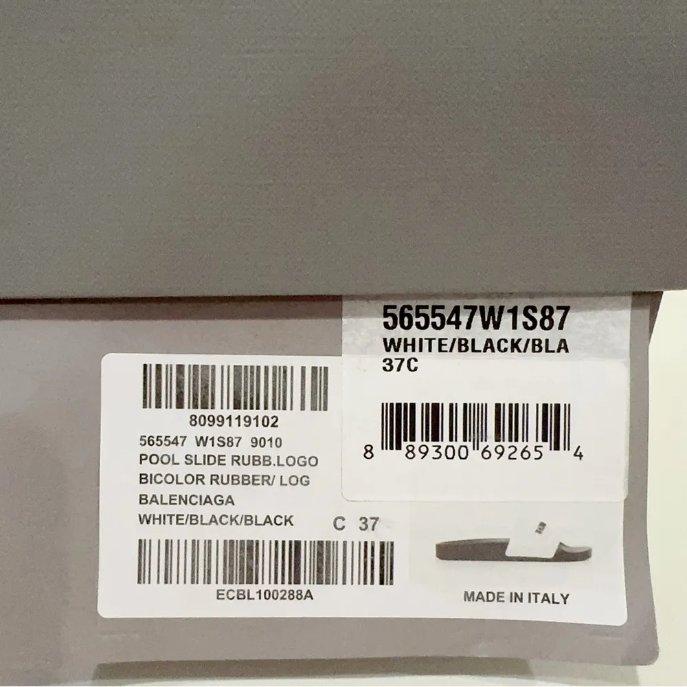 Balenciaga Women's Black and White Logo Pool Slide Sandal Size 37 NIB - Image 7