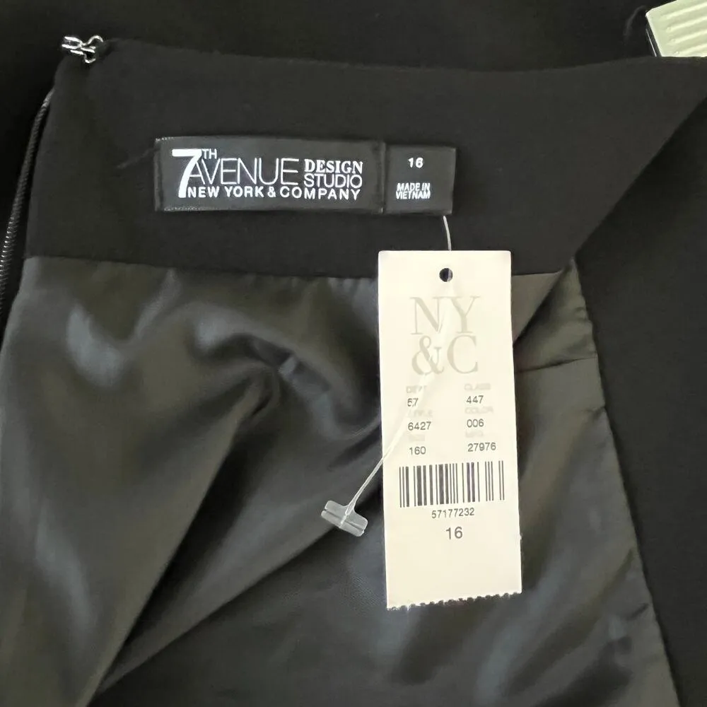NY & Co 7th Avenue Design Pencil Skirt 16 Black Back Cinch New - Image 5
