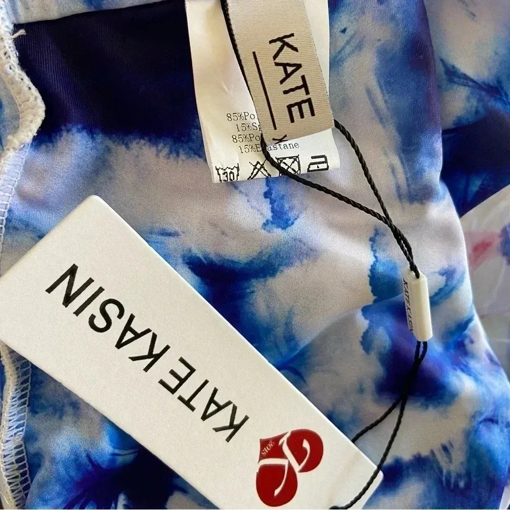 Kate Kasin 3 piece bikini short sarong set NWT Size XL High Waist‎ Blue - Image 9