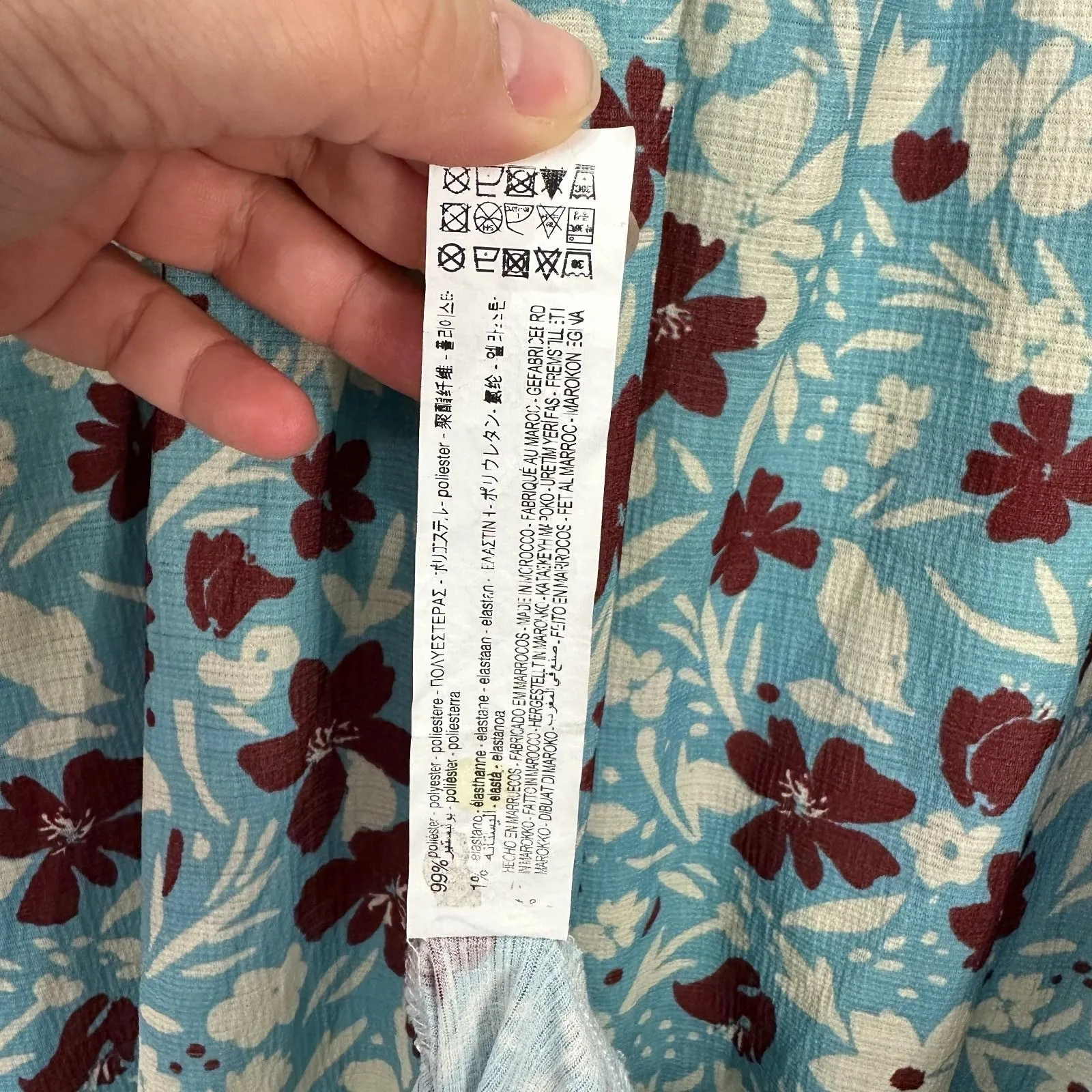 Zara Blue Floral Midi Dress Women Large Long Sleeve Peasant Prairie Boho Cottage - Image 6