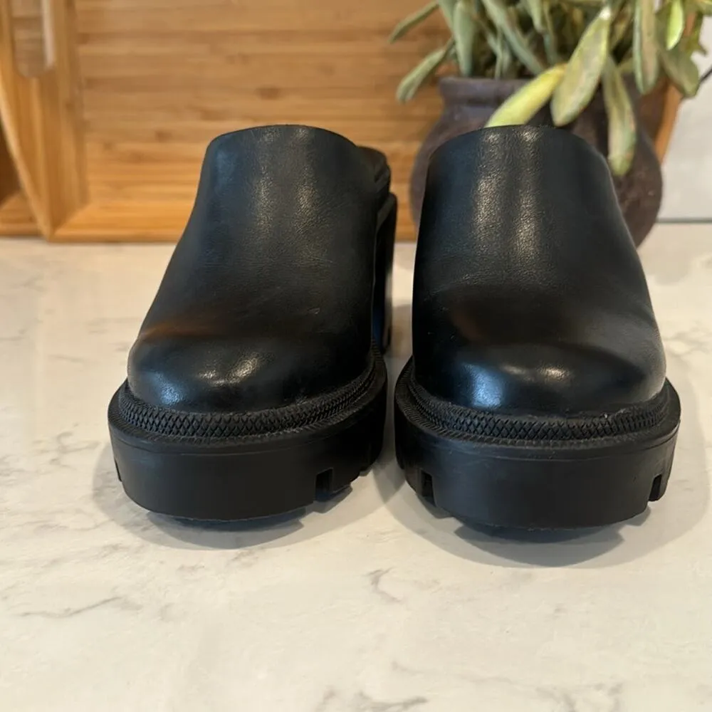 Gianni Bini End-Game Leather Chunky Lug Sole Mules Platform Y2K Heel size 6 - Image 4