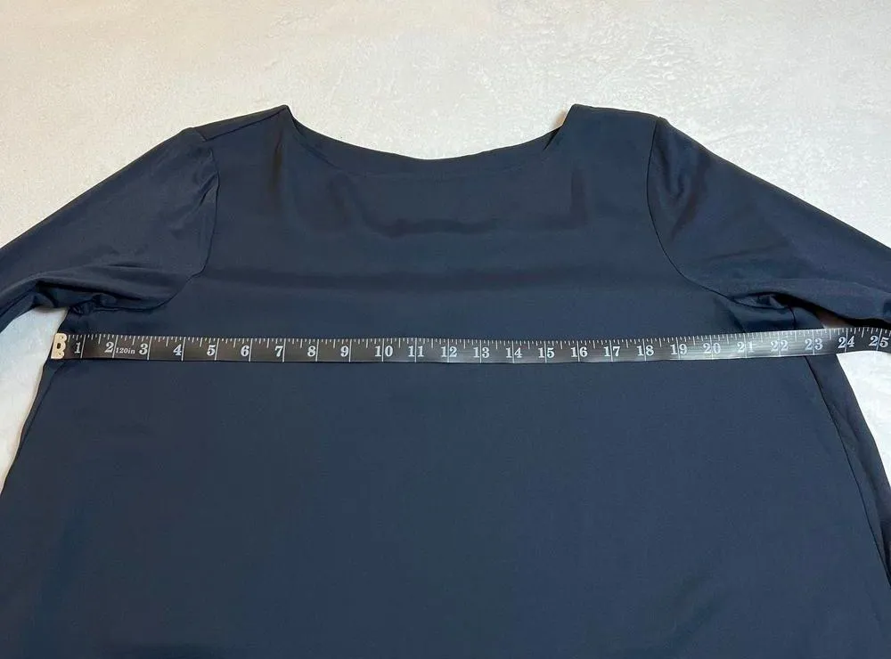 Jones New York Crewneck Tunic Top Size 14 Mixed Media Asymmetrical Hem Career - Image 8