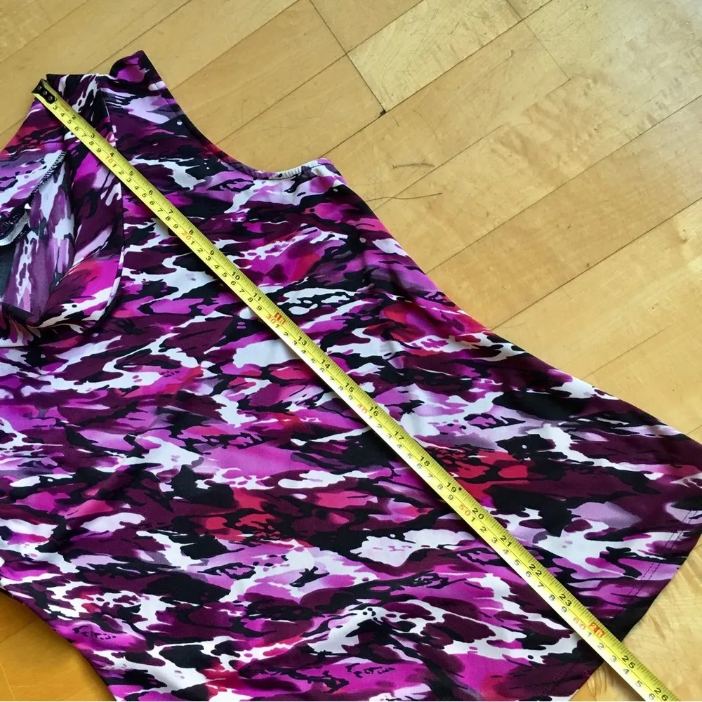 Tahari Mini Cowl Neck Tank Blouse, Abstract, Pink, Red, Black, White, Size S - Image 3