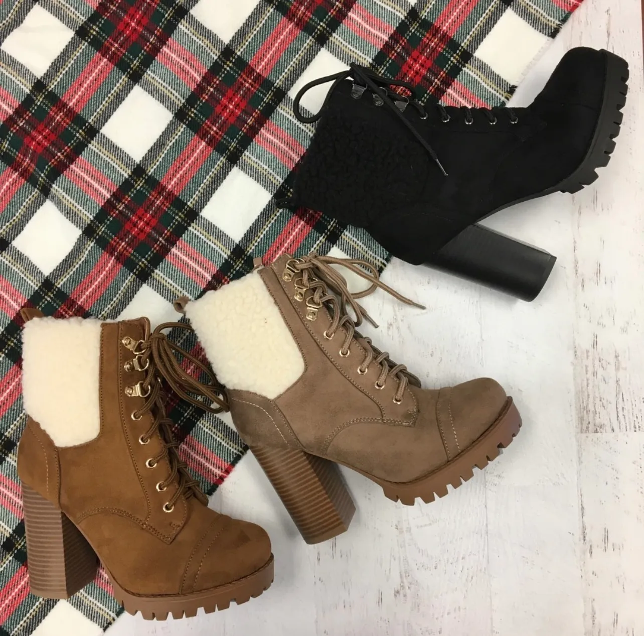 Tan Fleece lug Sole ankle Bootie  - Image 5