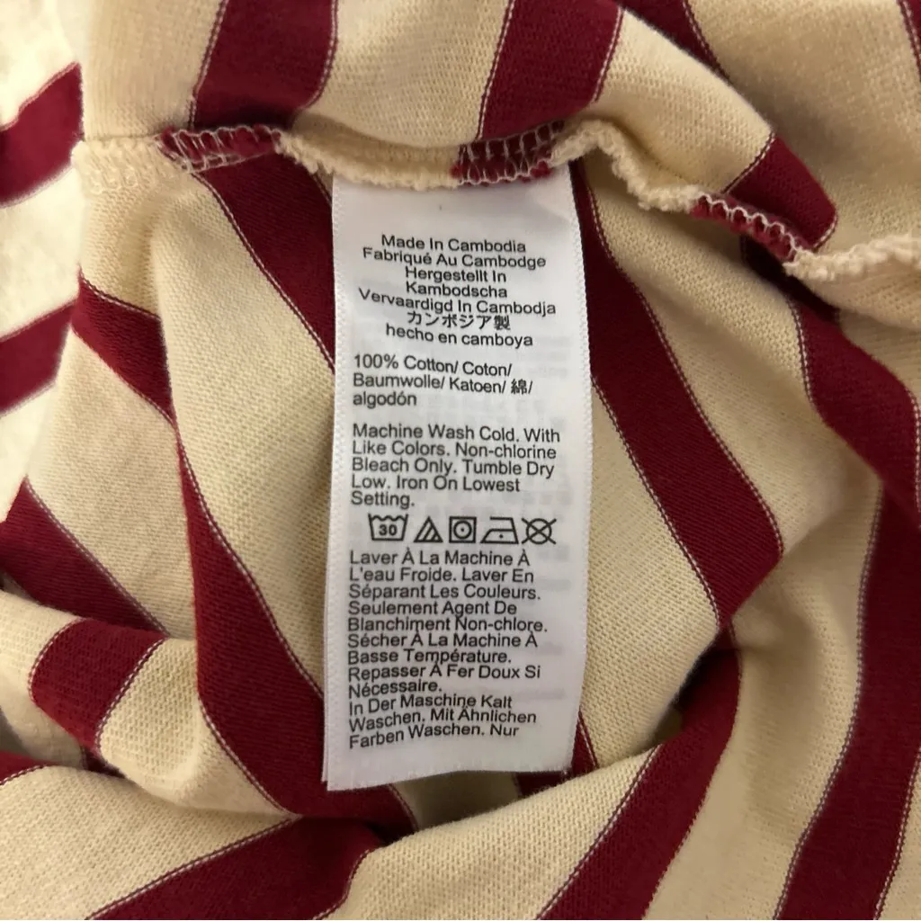 J Crew Shirt Women Small Cream Red Stripe Nautical Preppy French Coastal Cotton - Image 4