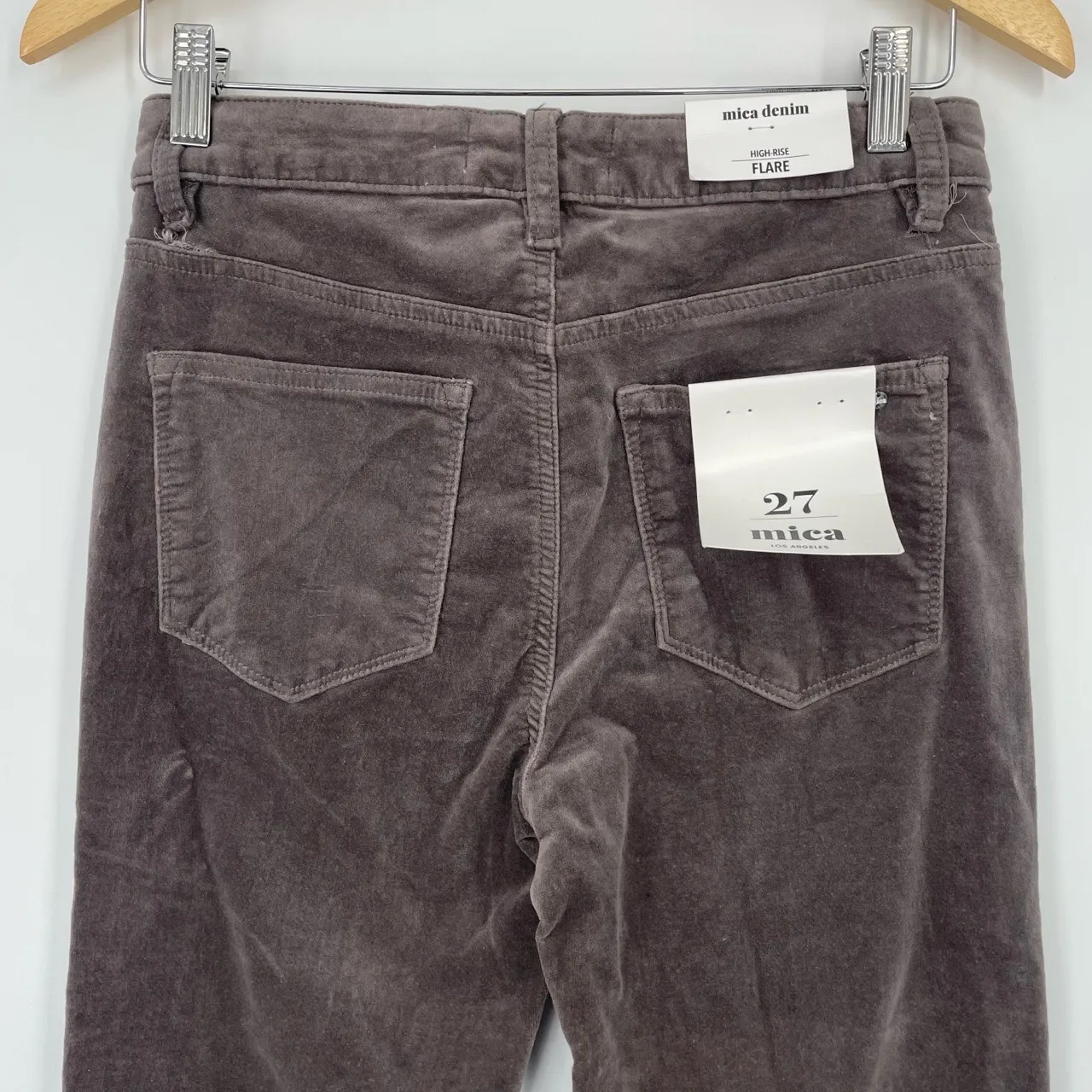 Mica Corduroy Womens Grey 5 Pocket High Rise‎ Flare Retro Corduroys Size 27 Gray - Image 5